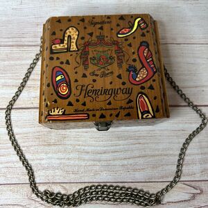 Vintage Signed Kathy Taylor Zimmerman Hand Painted Hemingway Cigar Box Purse '98